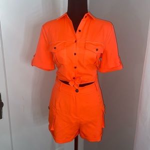 Neon Orange Short Set